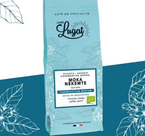 Cafés Lugat - Ethiopie Moka Nekemte - Bio-Kaffeebohnen 250 g